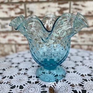 Vintage Large Fenton??? Blue Turquoise Footed Vase